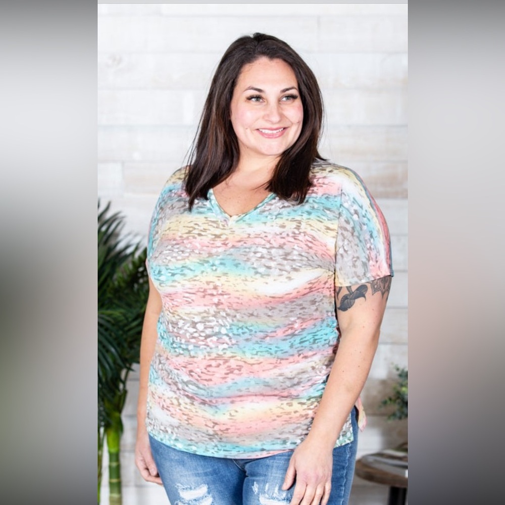 Sew In Love Pastel Striped V-Neck Top